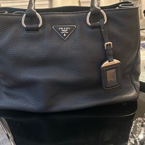 Prada Black Pebbled Leather Shoulder Bag